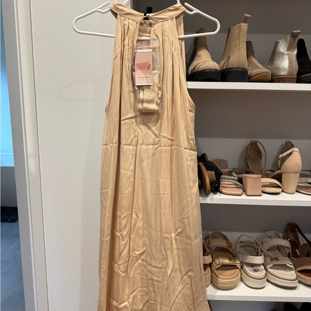 Aritzia Backless Tan Dress